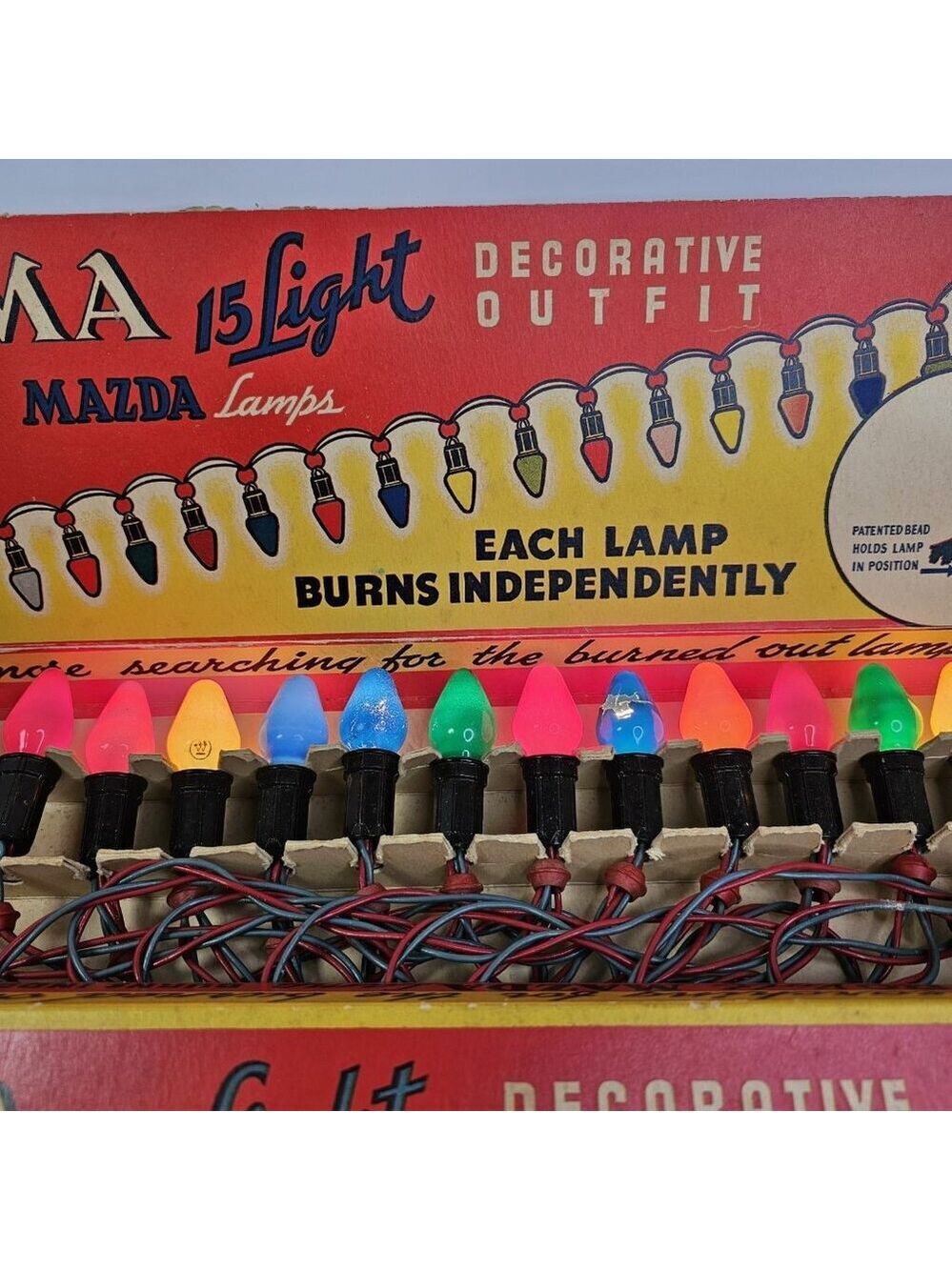 Vintage 15 Working Noma Christmas Lights Red Rings Original Festive Box USA
